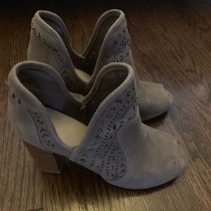 Gray peep-toe ankle bootie- size 8.5